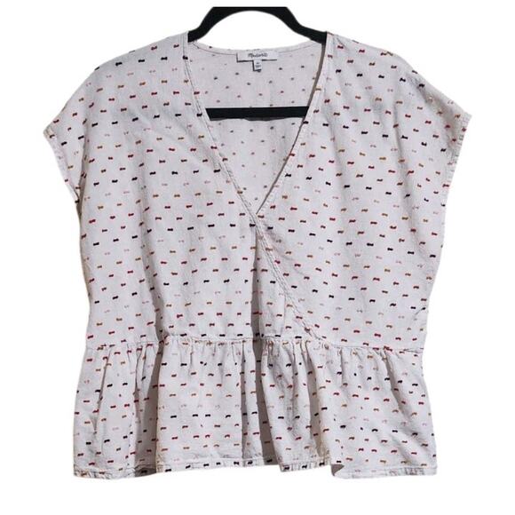 Madewell Tops - Madewell Peplum Crossover Top in Rainbow Clipdot XL Festival Boho Colorful Light